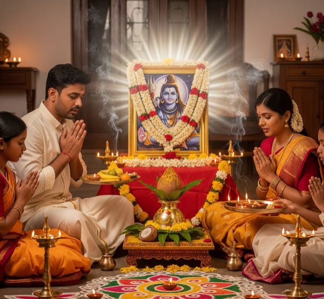 Puja performed at a temple for a devotee