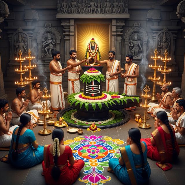 Shiva Lingarchana puja in the evening