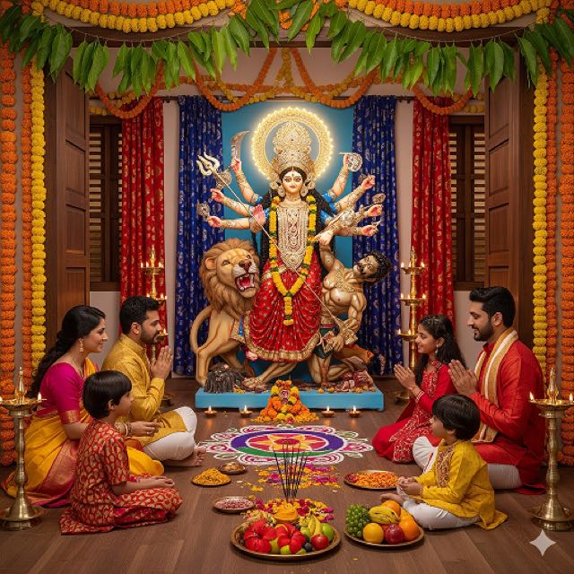 Goddess Durga puja during Navaratri