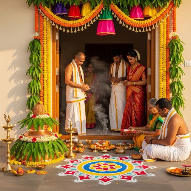 Main door puja (Dwarabandhanam) during Vastu Shanti